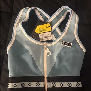 Louis Vuitton Light Blue and Black One Piece Swimsuit